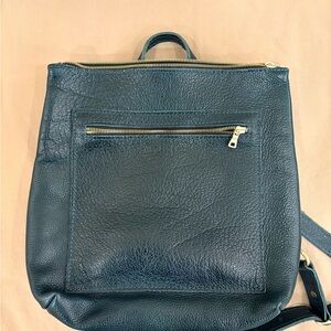 Portland Leather: Dark Moody Teal Leather Backpack